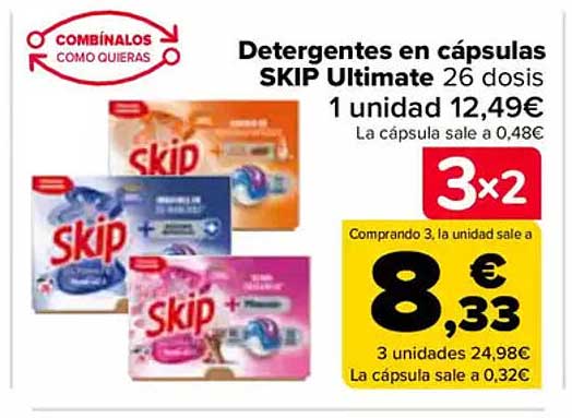 Detergentes en cápsulas SKIP Ultimate 26 dosis