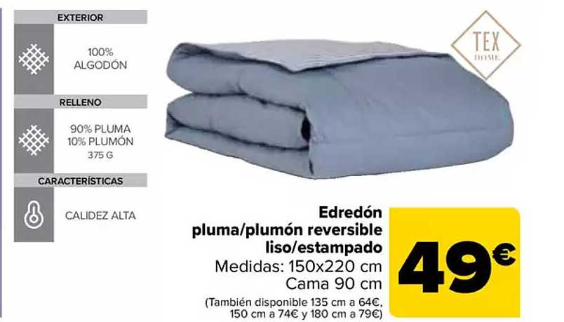 Edredón pluma/plumón reversible liso/estampado