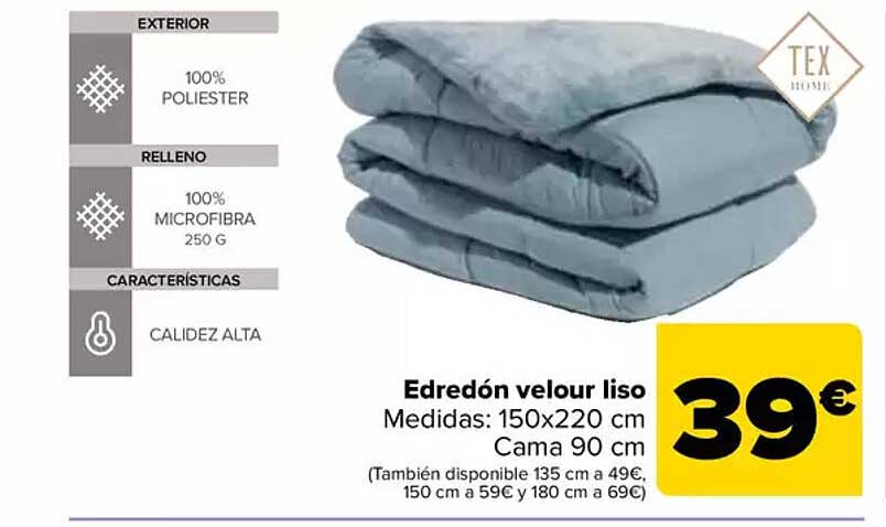 Edredón velour liso