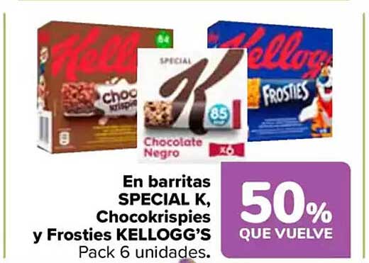 En barritas SPECIAL K, Chocokrispies y Frosties KELLOGG’S