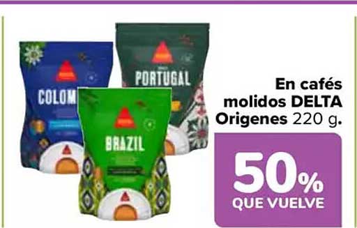 En cafés molidos DELTA Orígenes 220 g.