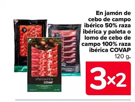 En jamón de cebo de campo ibérico 50% raza ibérica y paleta o lomo de cebo de campo 100% raza ibérica COVAP