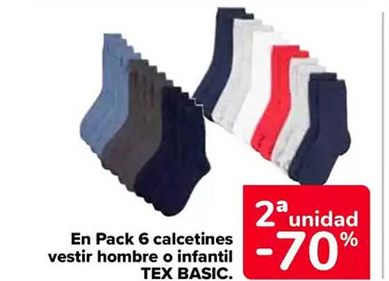 En Pack 6 calcetines vestir hombre o infantil TEX BASIC.