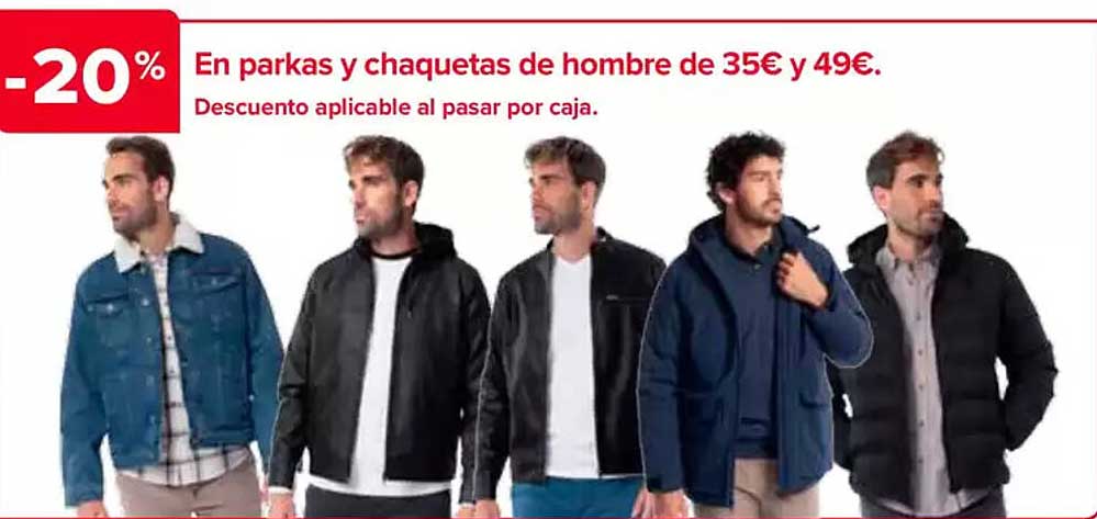 En parkas y chaquetas de hombre de 35€ y 49€.