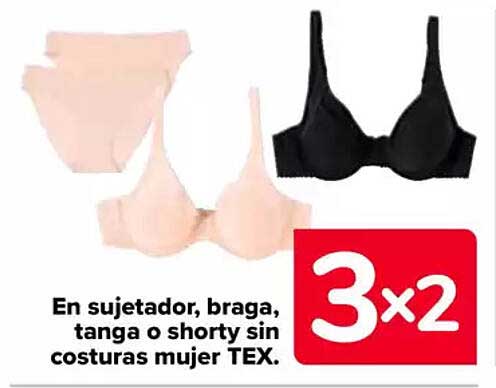 En sujetador, braga, tanga o shorty sin costuras mujer TEX.