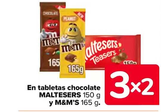 En tabletas chocolate MALTESERS y M&M'S