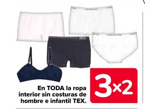 En TODA la ropa interior sin costuras de hombre e infantil TEX.