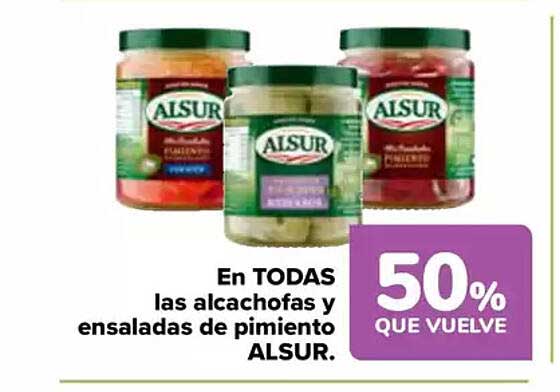 En TODAS las alcachofas y ensaladas de pimiento ALSUR.