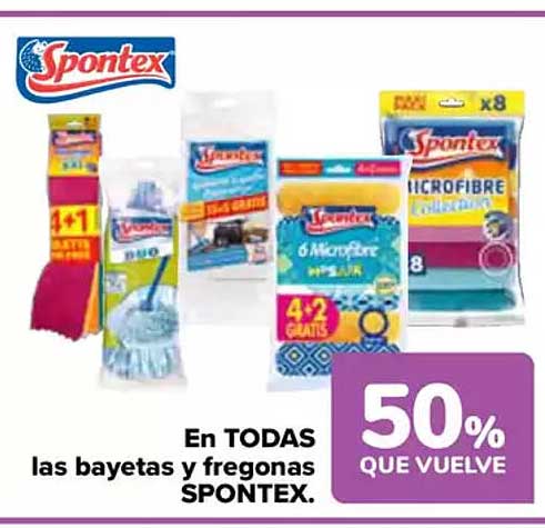 En TODAS las bayetas y fregonas SPONTEX.