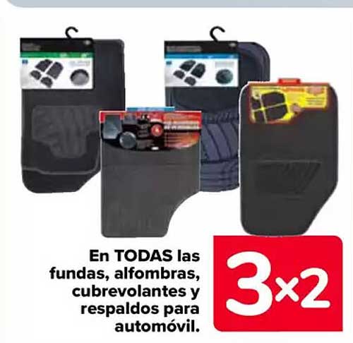 En TODAS las fundas, alfombras, cubrevolantes y respaldos para automóvil.