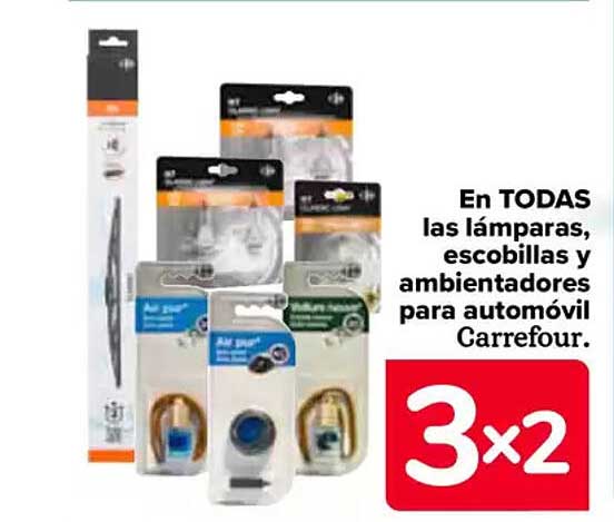 En TODAS las lámparas, escobillas y ambientadores para automóvil Carrefour.