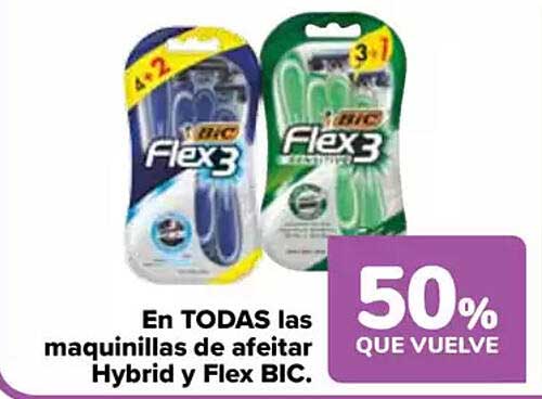 En TODAS las maquinillas de afeitar Hybrid y Flex BIC.