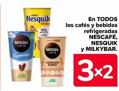 En TODOS los cafés y bebidas refrigeradas NESCAFÉ, NESQUIK y MILKYBAR.