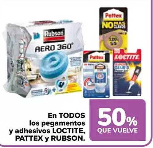 En TODOS los pegamentos y adhesivos LOCTITE, PATTEX y RUBSON.