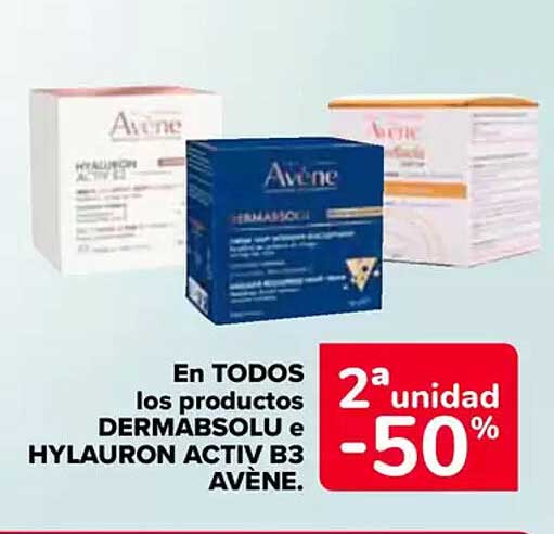 En TODOS los productos DERMABSOLU e HYLAURON ACTIV B3 AVÈNE