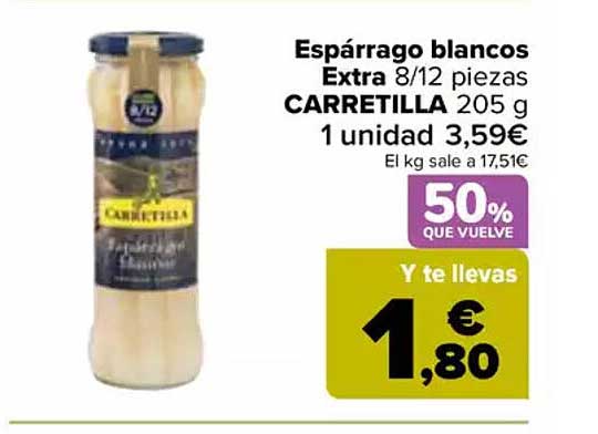 Espárrago blancos Extra 8/12 piezas CARRETILLA