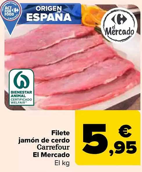 Filete jamón de cerdo Carrefour El Mercado