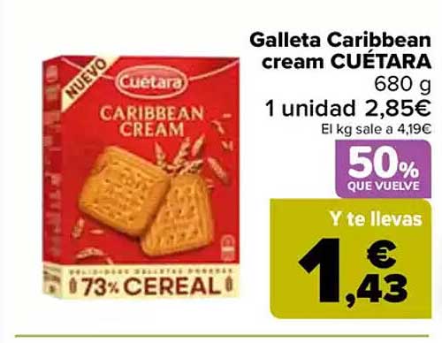 Galleta Caribbean cream CUÉTARA