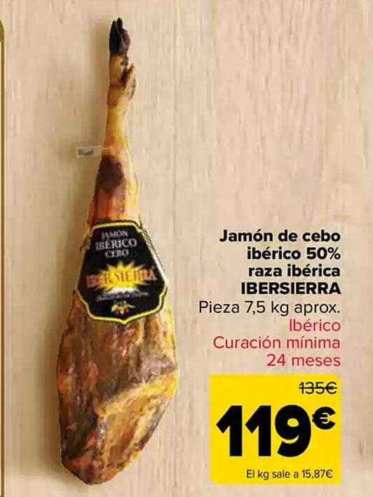 Jamón de cebo ibérico 50% raza ibérica IBERSIERRA