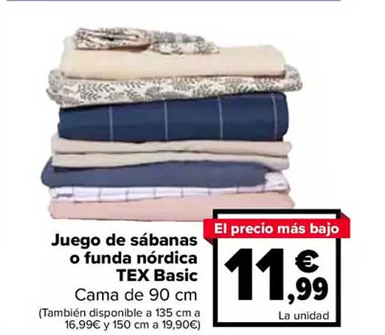 Juego de sábanas o funda nórdica TEX Basic Cama de 90 cm