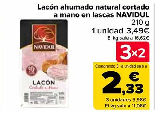 Lacón ahumado natural cortado a mano en lascas NAVIDUL