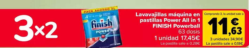 Lavavajillas máquina en pastillas Power All in 1 FINISH Powerball