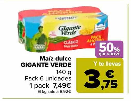 Maíz dulce GIGANTE VERDE