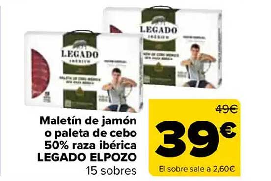 Maletín de jamón o paleta de cebo 50% raza ibérica LEGADO ELPOZO