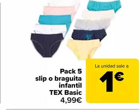 Pack 5 slip o braguita infantil TEX Basic