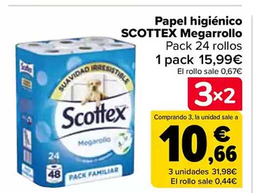 Papel higiénico SCOTTEX Megarollo