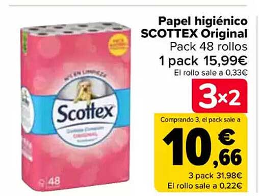 Papel higiénico SCOTTEX Original Pack 48 rollos