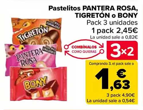 Pastelitos PANTERA ROSA, TIGRETÓN o BONY