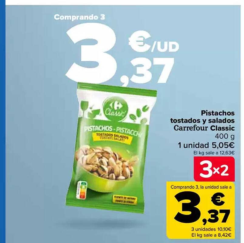 Pistachos tostados y salados Carrefour Classic