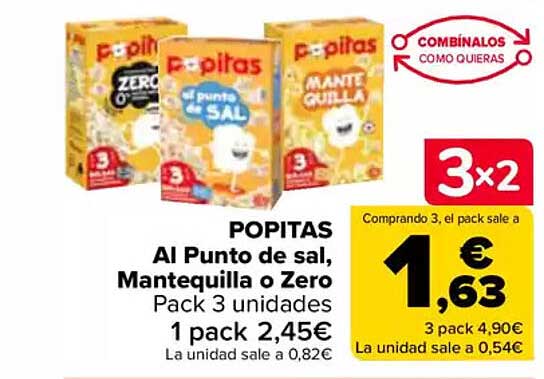 POPITAS Al Punto de sal, Mantequilla o Zero