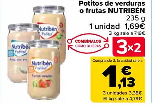 Potitos de verduras o frutas NUTRIBÉN