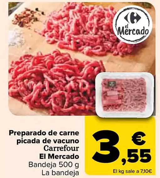 Preparado de carne picada de vacuno Carrefur El Mercado