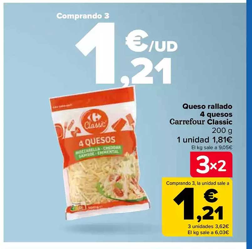 Queso rallado 4 quesos Carrefour Classic