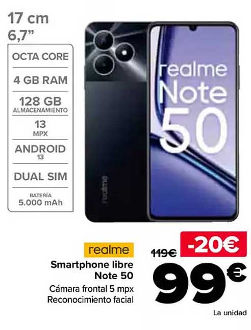 realme Smartphone libre Note 50