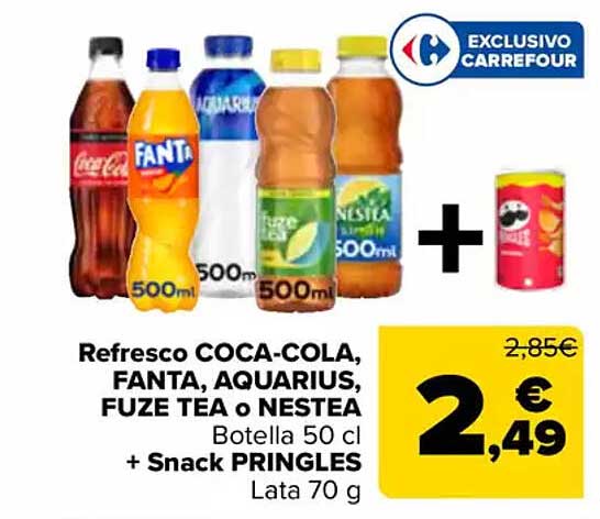 Refresco COCA-COLA, FANTA, AQUARIUS, FUZE TEA o NESTEA