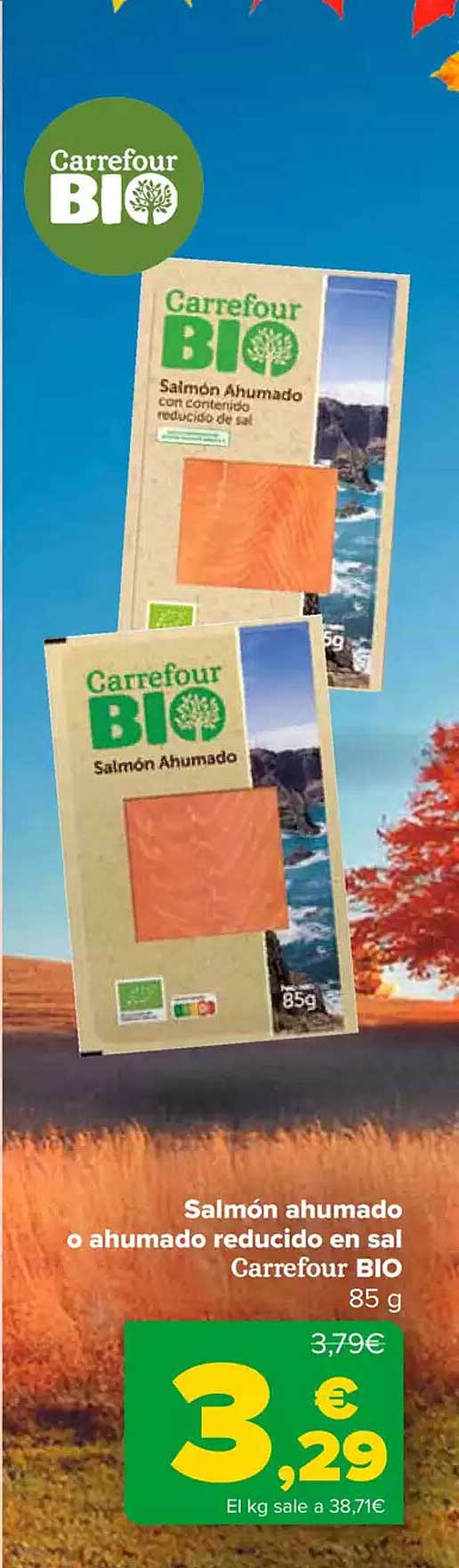 Salmón ahumado o ahumado reducido en sal Carrefour BIO