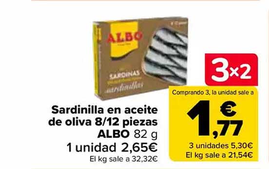 Sardinilla en aceite de oliva 8/12 piezas ALBO 82 g