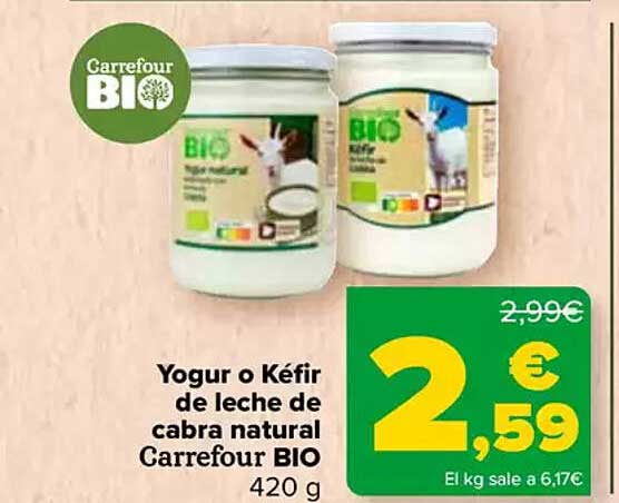 Yogur o Kéfir de leche de cabra natural Carrefour BIO