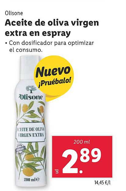 Aceite de oliva virgen extra en spray