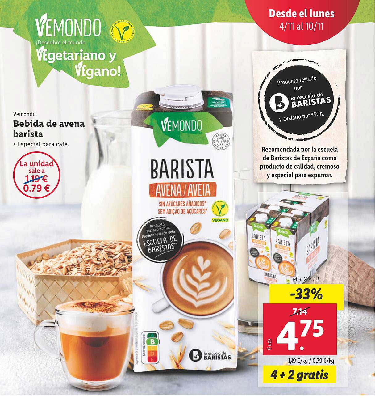 Bebida de avena barista