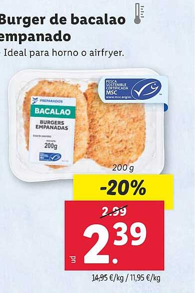 Burger de bacalao empanado