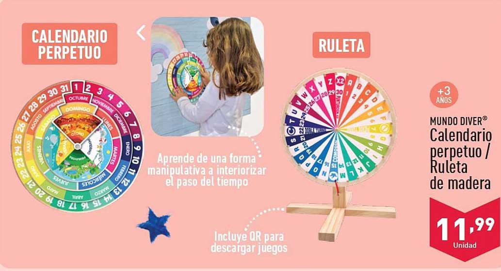 CALENDARIO PERPETUO / RULETA de madera