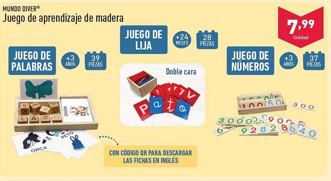 Juego de aprendizaje de madera