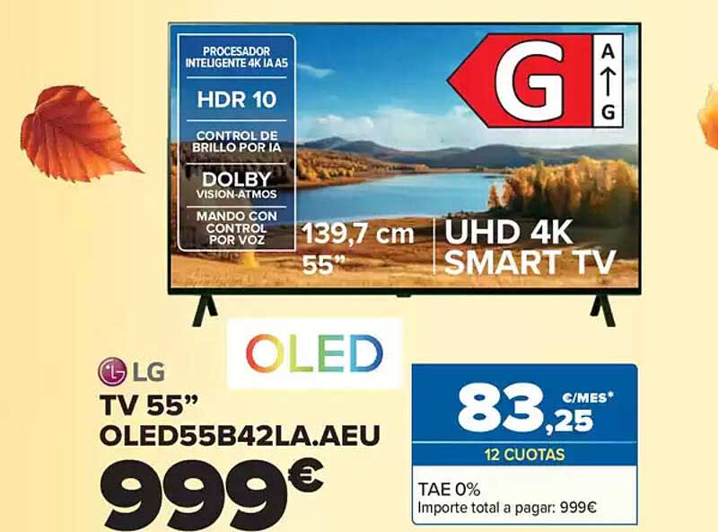 LG TV 55” OLED55B42LA.AEU UHD 4K SMART TV