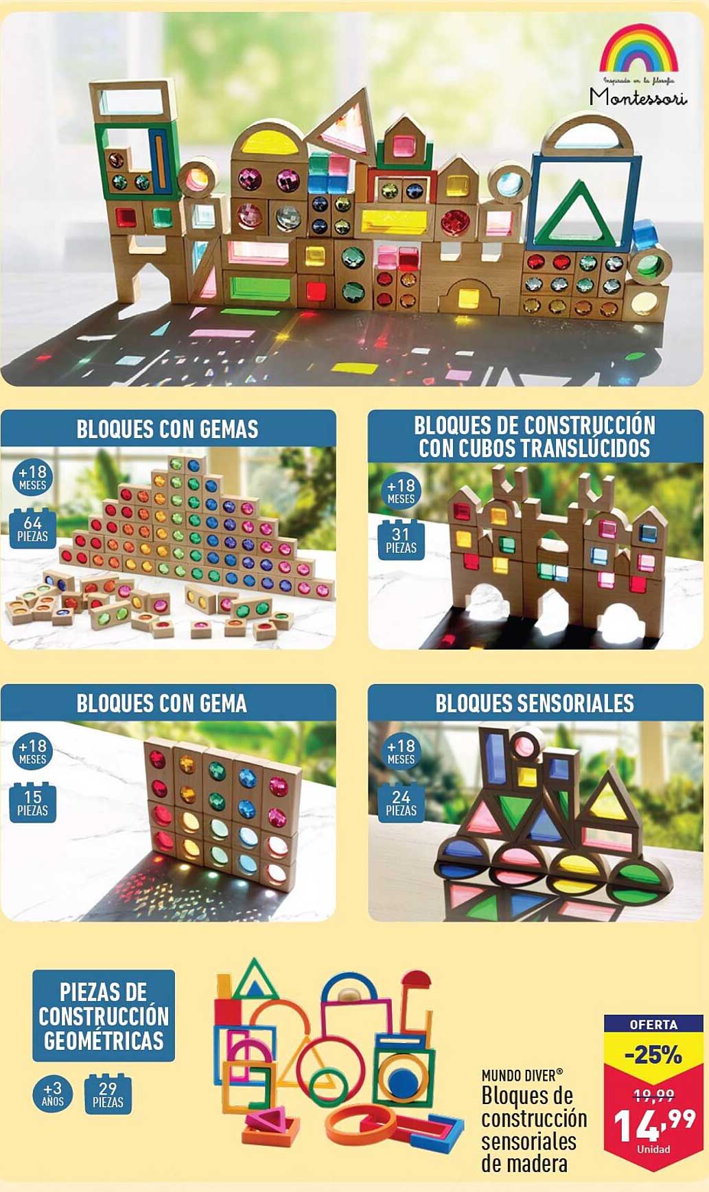 MUNDO DIVER® Bloques de construcción sensoriales de madera