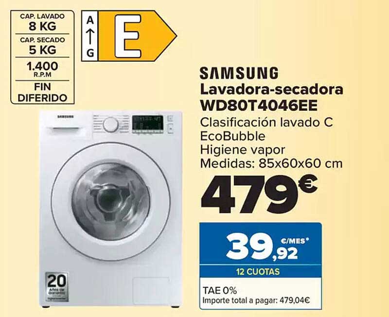 Samsung Lavadora-secadora WD80T4046EE